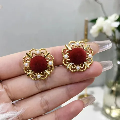 Orecchini in Lega di Zinco con Perle Artificiali e Strass Stile Coreano Minimalisti Geometrici a Goccia con Conchiglia Donna