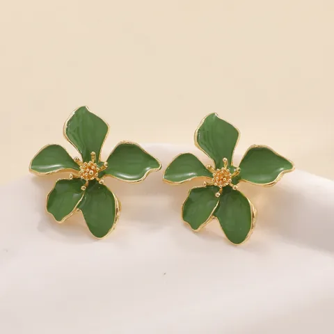 Eleganti Orecchini a Bottone a Forma di Fiore in Lega di Zinco e Smalto da Donna Placcati in Oro con Perno in Acciaio