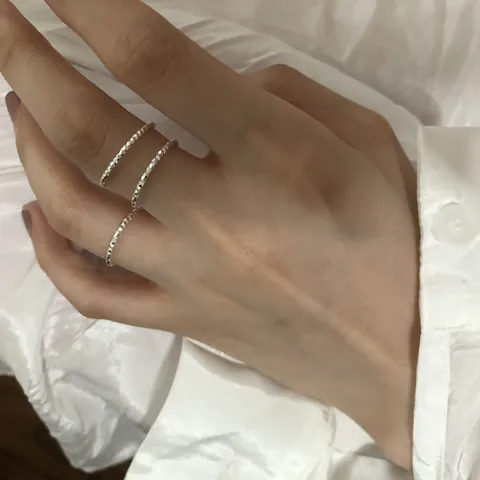 925 Sterling Silver Sparkle Starry Minimalist Thin Band Ring For Women Italian Style Faceted Stackable Cold Style Finger Ring Jewelry