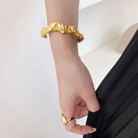 Irregular Texture Open Cuff Bracelet For Women 925 Sterling Silver Solid Adjustable Minimalist Bangle Fine Jewelry Gift