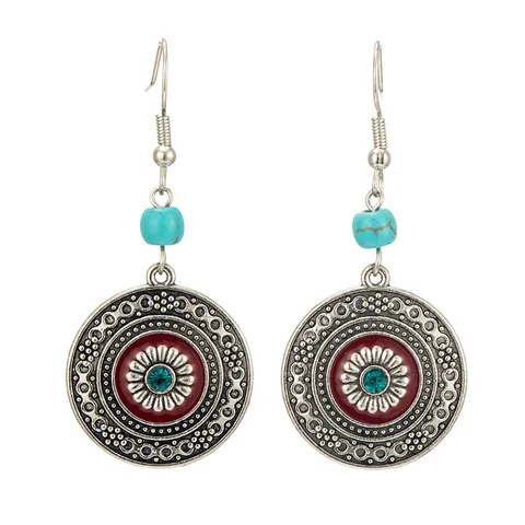 Orecchini Pendenti in Lega di Smalto Etnico Bohemien Per Donna Orecchini a Goccia Tondi Geometrici Tribal Vintage Gioielli Regalo Accessori