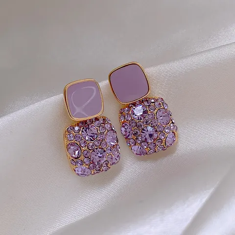 Orecchini a Bottone Quadrati in Lega con Strass Moda Coreana per Donna Perno in Acciaio Inossidabile Orecchini Geometrici Minimalisti