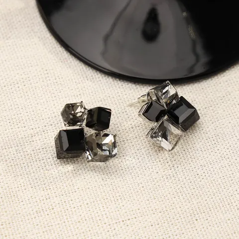 3D Würfel Strass Ohrstecker Mit 925 Sterlingsilber Ohrstecker-Stift Legierung Geometrische Würfel Ohrringe Für Damen Schmuck Geschenk