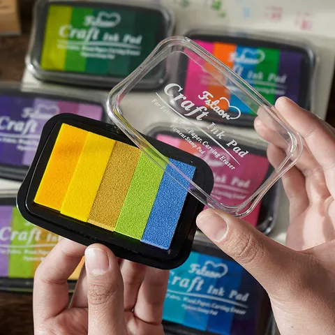 5-Color Gradient Ink Pad Sponge Stamp Pad For DIY Scrapbooking Craft Wood Fabric Paper Multicolor Rainbow Ink Pad Fstaon Office School Supplies