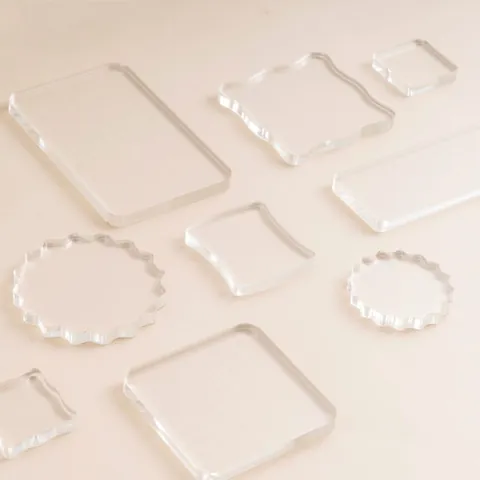 Acrylic Stamp Block Clear Transparent Grid Handle Mounting Block Decorative Scrapbooking Stationery Craft DIY Tool