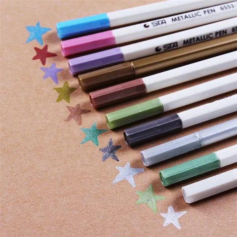 Metallic Marker Stifte 10 Farben Harte Spitze Lackstifte Für DIY Fotoalbum Scrapbook Schule Büro Schreibwaren