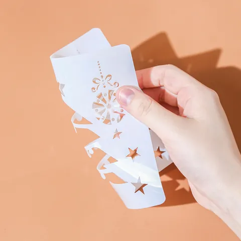 Christmas Series Hollow-out Painting Stencil Cartoon Reindeer Christmas Tree PET Drawing Template DIY Stationery For Kids Students
