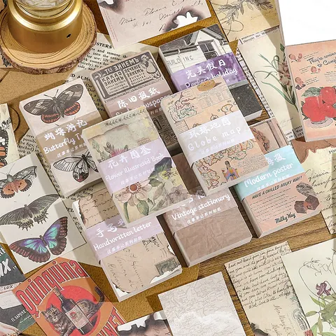 Vintage Scrapbook Materiaal Papier Set Voor Journaling DIY Decoratief Niet Klevend Collage Papier Pakket Bloemen Vlinder Kaart Stijlen