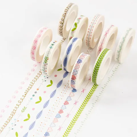 Nastro Washi Stretto Decorativo Per Scrapbooking Decorazione Bordi Diario Nastro Adesivo Fresco Adesivo Scrivibile Forniture Per Scrapbook Carta Adesiva
