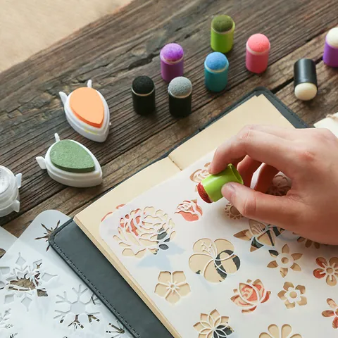Finger Sponge Daubers for Ink Blending DIY Craft Tools With Drawing Stencils For Journaling Art Painting Scrapbooking Supplies