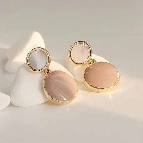 Korean Style Sweet Candy Color Drip Glaze Geometric Round Stud Earrings With Silver Earring Post Alloy Enamel Jewelry For Women