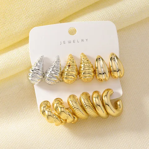 Acrylic Statement Chunky Earrings Electroplated Geometric Twisted Hoop Water Drop Earrings Collection For Women Fashion Jewelry