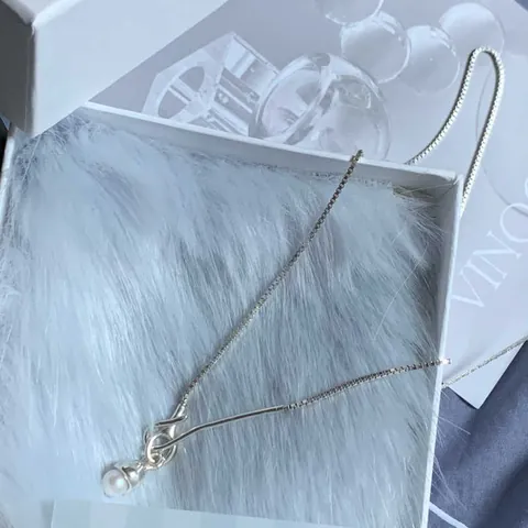 Minimalistische 925 Sterlingsilber Künstliche Perle Anhänger Halskette Nischendesign Cool Stil Boxkette Für Damen Schmuck