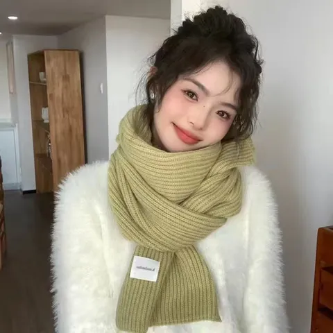 Koreanischer Stil Einfarbiger Strickschal Für Damen Herren Warmer Acrylschal Rippenstrick Herbst Winter Halswärmer Schal