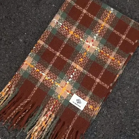 Damen Retro Karomuster Kaschmir-Imitat Schal Winter Warm Weich Großes Karo Quaste Stola Umhängetuch Polyester Schal Für Damen