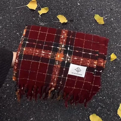 Damen Winter Dick Karomuster Schal Sternenhimmel Effekt Kaschmirähnlich Warm Schultertuch Lange Quasten Eleganter Wickelschal