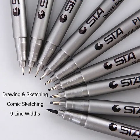 Professional STA 8050 Pigment Liner Drawing Pens Waterproof Fineliner Technical Sketching Pen Artists Writing Stationery Supplies
