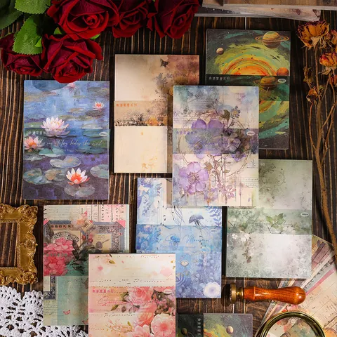 Papel Material Scrapbook Vintage Papel Decorativo No Adhesivo Para Diarios Retro Floral Cielo Estrellado Papel De Fondo DIY Manualidades Collage