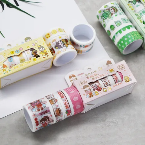 Cartoon Girl Washi Tape Set Washi Paper Masking Tape For Scrapbooking Journaling DIY Decorative Stationery Aesthetic Tape For Kids Teens