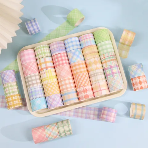 Lot de 60/30 Rouleaux de Ruban Washi Motif Grille Plaid Ruban de Masquage Style Minimaliste DIY Scrapbooking Matériel de Journalisation