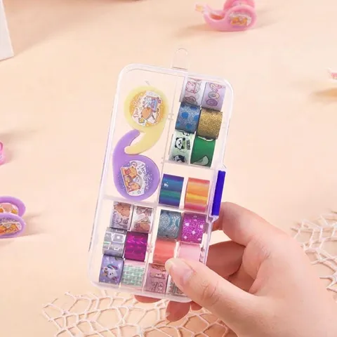 Cute Cartoon Capybara Mini Washi Tape Set With Dispenser Colored Patterned Decorative Masking Tape For Kids DIY Journal Scrapbooking Craft Stationery