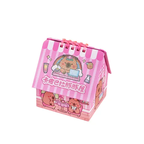 Organisateur de Bureau Mignon en Forme de Maison Capybara Boîte de Rangement de Papeterie Multifonctionnelle Avec Notes Autocollantes Pour Cadeau Étudiant École Bureau