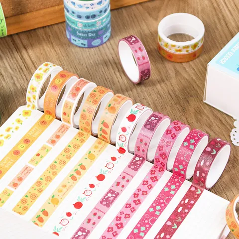 Aesthetic Macaron Morandi Washi Tape Vintage Pattern Printed Masking Tape For Scrapbooking DIY Journaling Planner Stationery Gift