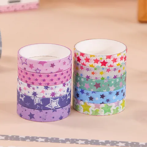 Cute Washi Tape Cartoon Stars Dessert Floral Scrapbooking Masking Tape Decorative Adhesive Paper Tape For DIY Journal
