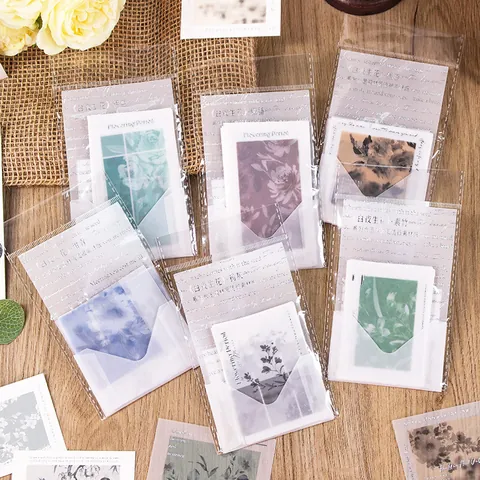 Pegatinas Scrapbooking Estilo Tinta Vintage Flowering Period Papel Vitela Calcomanías Florales Con Estampado en Plata Para DIY Manualidades
