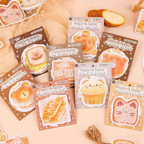 Notes Autocollantes en Forme de Pain de Dessin Animé Bloc-notes Mignon Toast pour Planificateur d'Étudiant Scrapbook Fournitures de Bureau