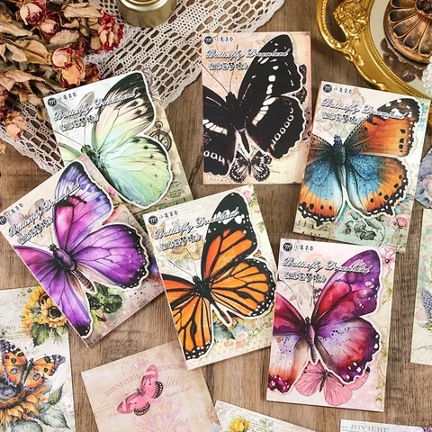 Butterfly Dreamland Vintage Scrapbook Material Paper Set Aesthetic Botanical Floral Ephemera Decorative Journaling Background Stationery Card