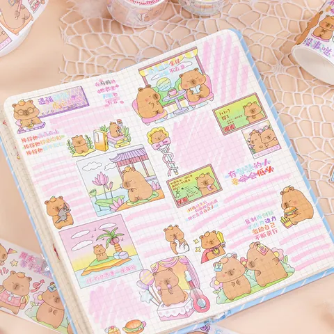 Cute Capybara Washi Tape Set Funny Cartoon Animal Decorative Adhesive Tape For Scrapbooking Journaling DIY Arts Crafts