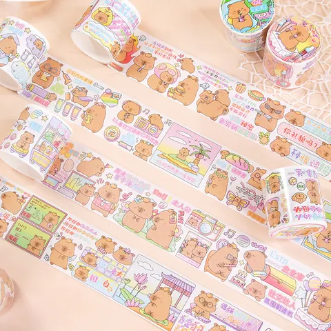 Cute Capybara Washi Tape Set Funny Cartoon Animal Decorative Adhesive Tape For Scrapbooking Journaling DIY Arts Crafts