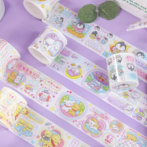 12 Rolls INS Style Cute Cartoon Washi Tape Set Colorful Animal Graffiti Decorative Tape For Scrapbooking DIY Craft Journal Supplies