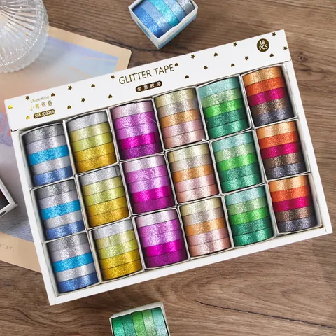 Glitter Washi Tape Multicolor Decorative Sparkle Tape For DIY Journaling Scrapbooking Crafting Student Stationery Gift Wrapping