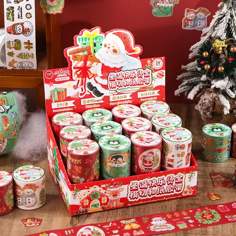 Nastro Washi Stampato a Caldo Fustellato Elementi di Natale Modelli Scrapbooking Decorativo Adesivo Per Diario Confezione Regalo
