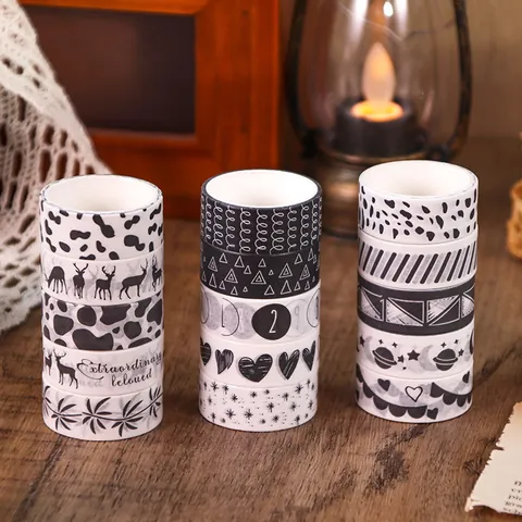 60 Rolls Washi Tape Set Gift Box Black White Multicolor DIY Decorative Masking Tape For Scrapbooking Journaling Art Crafts