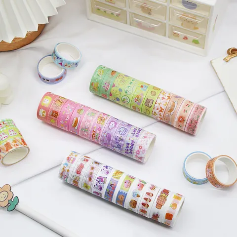 Juego de 60 Rollos de Cinta Washi Caja de Regalo Lindo Dibujo Animado Cinta de Enmascarar Decorativa Kawaii Scrapbooking Pegatinas Papel Adhesivo Para Bricolaje Papelería
