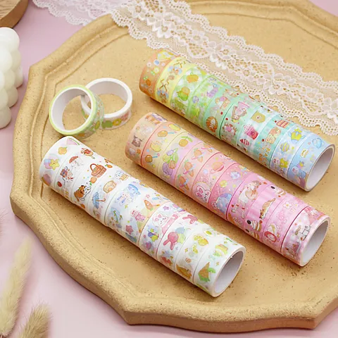 Cute Cartoon Washi Tape Set Gift Box Floral Space Decorative Masking Tape For Journaling Scrapbooking DIY Crafts Supplies