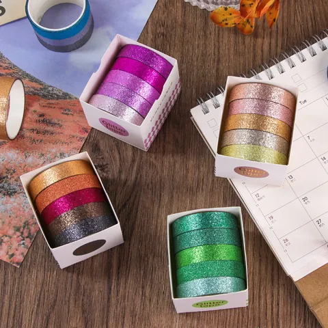Glitter Washi Tape Multicolor Decorative Sparkle Tape For DIY Journaling Scrapbooking Crafting Student Stationery Gift Wrapping