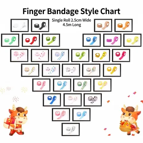 Cute Cartoon Non-Woven Elastic Self-Adhesive Finger Bandage Tape Breathable Protection Wrap For Writing Sports Protection Gear