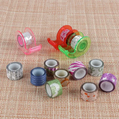 Juego de Cintas Washi con Purpurina DIY Mini Cintas Adhesivas Decorativas de Colores para Scrapbooking Álbum de Fotos Suministros de Manualidades