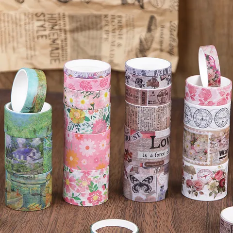 Set di Nastri Washi Vintage Con Motivi Artistici Di Dipinti a Olio Fiori E Farfalle Nastro Adesivo Decorativo Per Scrapbooking DIY Journal