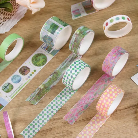 Vintage European Style Washi Tape Set Multi Styles Decorative Stickers Scrapbooking Supplies Geometric Post Office Patterns Craft Tape Large Box