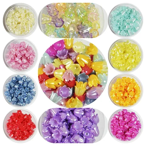 Pearl Luster Three Dimensional Petal Beads Lily Of The Valley Shaped Loose Beads For DIY Jewelry Making Earring Hair Accessories Phone Case Material Plastic Resin