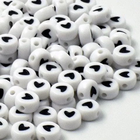 Acrylic Heart Beads For DIY Jewelry Making Kids Early Education Craft Beads Lacquered Colorful Heart Pattern Loose Beads