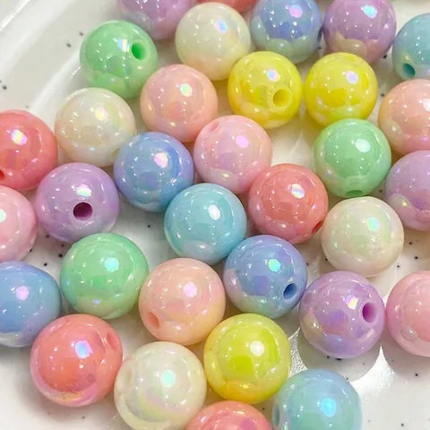 Acrylic Rainbow AB Coated Round Loose Beads 6-16mm For DIY Phone Chain Bracelet Jewelry Making Multicolored Materials