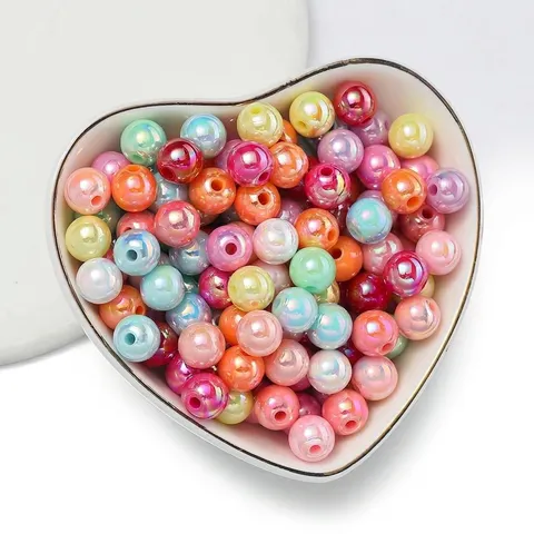 Acrylic Round Beads AB Coated Opaque Beads For DIY Jewelry Making Bracelet Necklace Accessories Craft Materials Handmade
