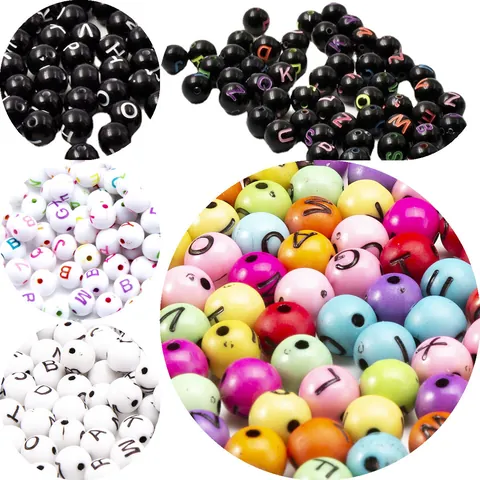 8mm Acrylic Alphabet Beads DIY Colorful English Letter Round Spacer Beads For Jewelry Making Bracelet Necklace Kids Crafts
