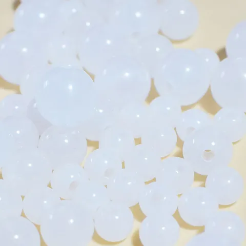 Acrylic Jelly White Round Beads For DIY Jewelry Making Clothing Accessories Material Plastic Painted Beads Smooth Loose Beads